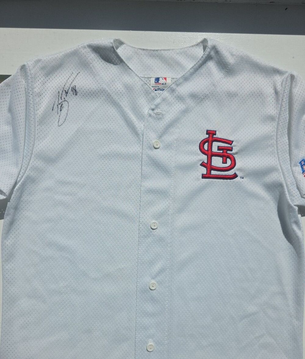 Majestic St. Louis Cardinals Jersey Signed by #48 Vintage EUC White Med US Made